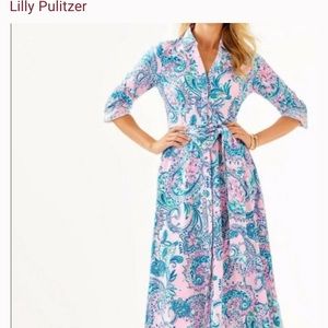Lilly Pulitzer MIRA MIDI SHIRT DRESS Pink Tropics